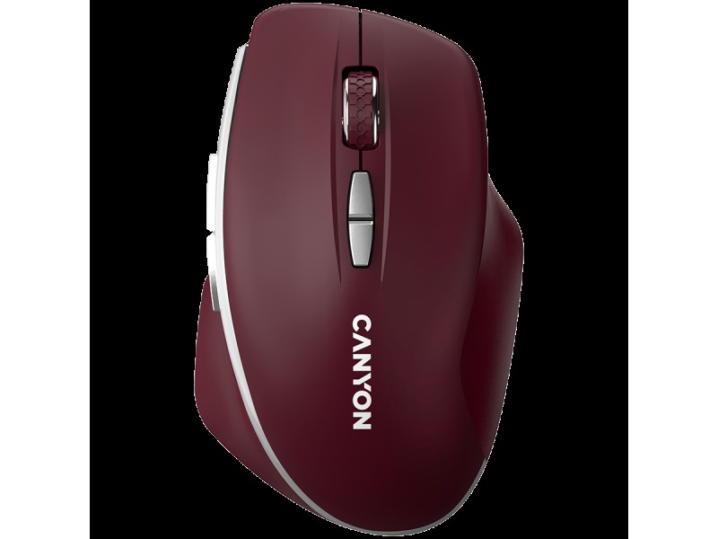 CANYON MW-21, 2.4 GHz Wireless mouse ,with 7 buttons, DPI 800/1200/1600, Battery: AAA*2pcs,Burgundy Red,72*117*41mm, 0.075kg