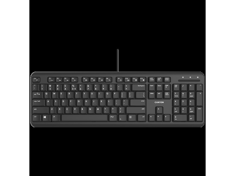 CANYON HKB-20, wired keyboard with Silent switches ,105 keys,black, 1.8 Meters cable length,Size 442*142*17.5mm,460g,BG layout