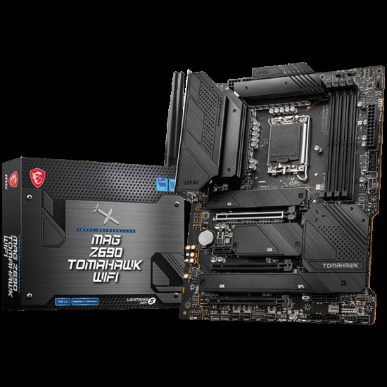 MSI MAG Z690 TOMAHAWK WIFI, ATX, Socket 1700, Dual Channel DDR5 6400(OC)MHz, 3x PCIe x16 slots, 4x M.2 slots, 1x HDMI, 1x DP, 1x USB3.2 Gen2x2, 3x USB 3.2 Gen 2, 2x USB 3.2 Gen 1, 2x USB 2.0, Type-C, 7.1 HD Audio, 2.5Gbps LAN, WI-FI 6E, BT, 3Y