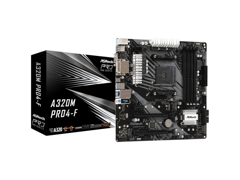 ASROCK Main Board Desktop A320M PRO4-F (AM4, 4xDDR4, 1xPCI-E x1, 1xPCI-E x16, HDMI, DVI-D, D-Sub, 4 SATA3, mATX, retail)