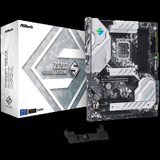 ASROCK Main Board Desktop Z690 Steel Legend (S1700, Z690, 4x DDR4, 3x PCIe x16, 2x PCIe x1, 8x SATA3 6.0Gb/s, 1x m.2 PCIe Gen4x4, 1x PCIe Gen3x4, RAID 0,1,5,10, 10x USB 3.2, 1x RJ-45 2.5G Lan, HDMI, DP, SPDIF, ATX, Retail