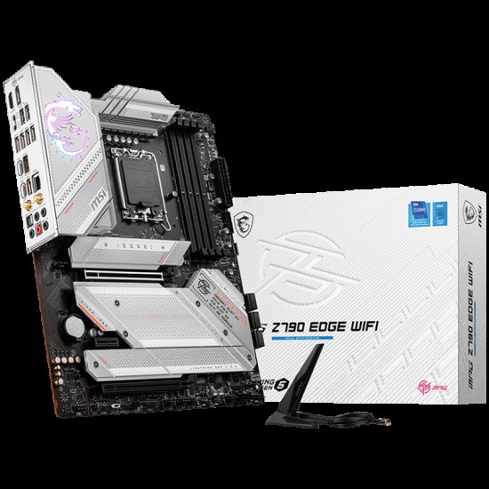 MSI MPG Z790 EDGE WIFI , ATX, LGA 1700, Dual Channel 4xDDR5 7299+(OC)MHz, 2x PCIe x16 slots, 5x M.2 slots, 1x HDMI, 1x DP, 1x USB 3.2 Gen 2x2, 4x USB 3.2 Gen 2, 4x USB 2.0, Type-C, 7.1 HD Audio, 2.5Gbps LAN, WI-FI 6E, BT, 3Y