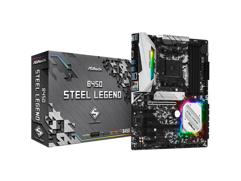 ASROCK Main Board Desktop B450 STEEL LEGEND (AM4, 4xDDR4, HDMI/DP ,2xPCIe x16,4xPCIe x1, 2xM.2, 6 SATA3, USB 3.1,Type-C 1xCOM Port Header, 1 x PS/2) ATX retail