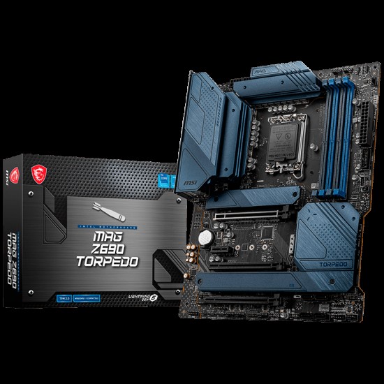 MSI MAG Z690 TORPEDO, ATX, Socket 1700, Dual Channel DDR5 6400(OC)MHz, 3x PCIe x16 slots, 4x M.2 slots, 1x HDMI, 1x DP, 1x USB3.2 Gen2x2, 3x USB 3.2 Gen 2, 2x USB 3.2 Gen 1, 2x USB 2.0, Type-C, 7.1 HD Audio, 2.5Gbps LAN, 3Y