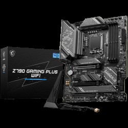 MSI Z790 GAMING PLUS WIFI , LGA 1700, INTEL Z790, 4xDDR5, Dual Channel DDR4 up to 7200+(OC)MHz, 3.0 x16 slot, 4x M.2 slots, 1x USB 3.2 Gen 2 (Type-C), 4x USB 3.2 Gen 1, 1x HDMI,4x EZ Debug LED, 2.5G LAN,7.1 Audio, ATX, 3y warranty