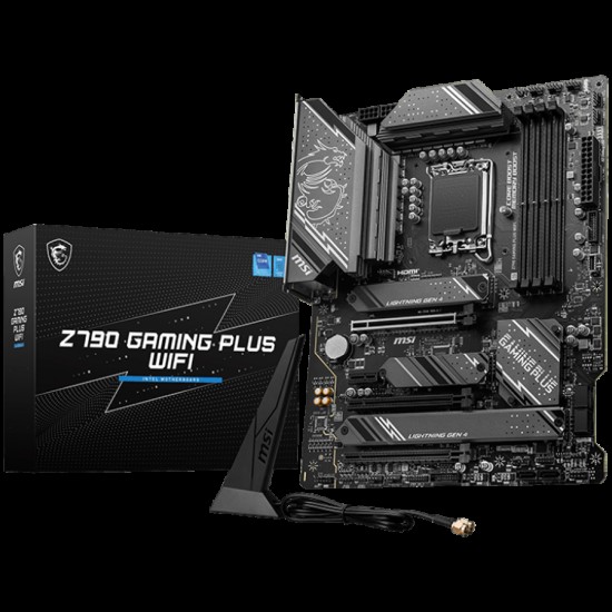 MSI Z790 GAMING PLUS WIFI , LGA 1700, INTEL Z790, 4xDDR5, Dual Channel DDR4 up to 7200+(OC)MHz, 3.0 x16 slot, 4x M.2 slots, 1x USB 3.2 Gen 2 (Type-C), 4x USB 3.2 Gen 1, 1x HDMI,4x EZ Debug LED, 2.5G LAN,7.1 Audio, ATX, 3y warranty