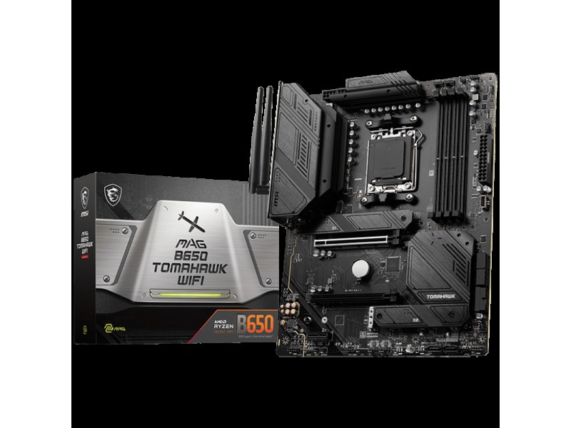 MSI Main Board Desktop MAG B650 TOMAHAWK WIFI (AM5,4x DDR5,HDMI,DP,2x PCI-E x16,1x PCI-E x1,3xM.2,6xSATA 6G,6x USB 2.0,6x USB 3.2 Gen1 Type A,3x USB 3.2 Gen2 Type A,1x USB 3.2 Gen2 Type C,1x USB 3.2 Gen2x2 Type C, 2.5GLAN,Wi-Fi 6E, BT5.2 ATX
