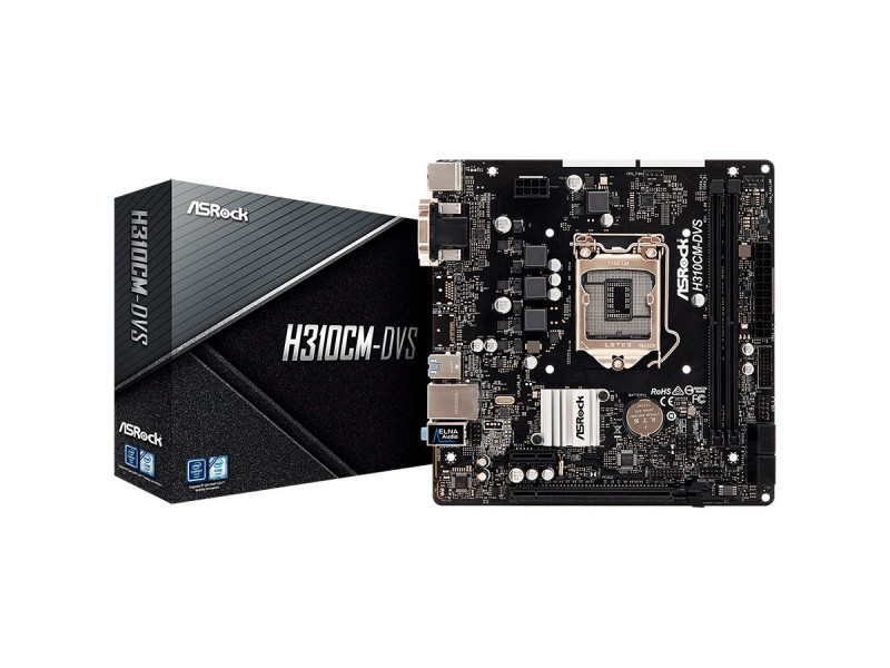 ASROCK Main Board Desktop H310 (S1151, 2xDDR4,1xPCIe x16,1xPCI Ex1, 4 SATA3 ,GLAN,VGA,DVI,USB 3.1 ) mATX retail