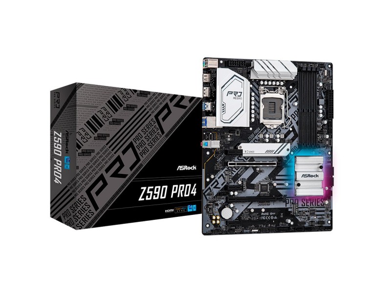 ASROCK Main Board Desktop Z590 chipset (S1200, 4x DDR4, 2x PCIe x16, 3x PCIe x1, 6x SATA3, 2x M.2, 4x USB3.0, 2x USB2.0, GLAN, 1x HDMI, 1x DP) ATX.