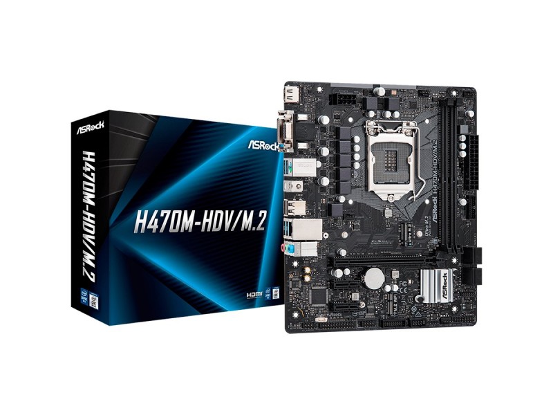 ASROCK Main Board Desktop H470/M2 (S1200, 2xDDR4,1xPCIe x16,1xPCI Ex1, 4 SATA3 ,1xUltra M.2, GLAN,VGA,DVI,HDMI,USB 3.2) mATX retail