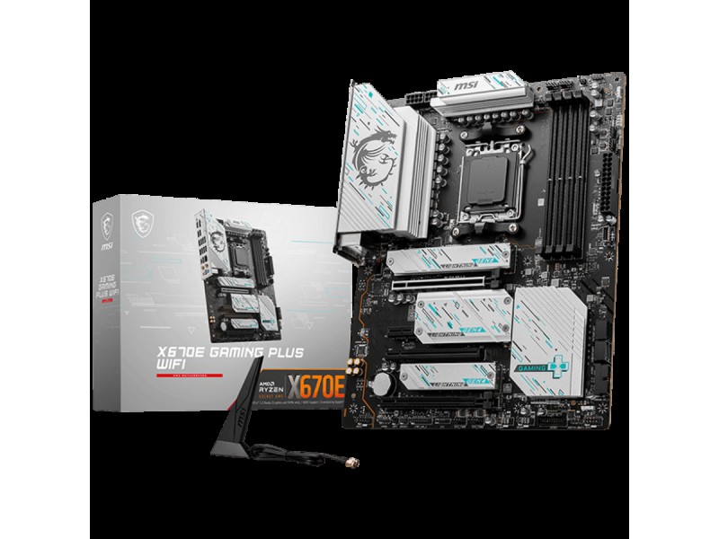 MSI X670E GAMING PLUS WIFI, ATX, Socket AM5, AMD x670 4 x DDR5 UDIMM Dual Channel up to 7800+(OC)MHz, 1x PCIe 4.0/3.0 x16 slot, 4x M.2 slots, 4x USB 3.2 Gen 1 ,4x USB 2.0, 1x HDMI, 1x DP, WiFi, BT, 2.5G LAN, 7.1 Audio, 3y warranty
