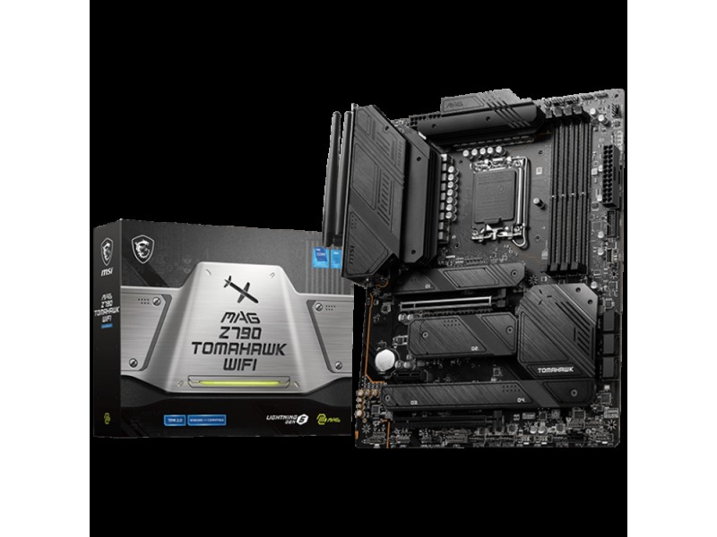 MSI MAG Z790 TOMAHAWK WIFI, ATX, Socket LGA 1700, Dual Channel DDR5 7200+(OC)MHz, 2x PCIe x16 slots, 4x M.2 slots, 1x HDMI, 1x DP, 4x USB 3.2 Gen2, 4x USB 3.2 Gen2, 4x USB 2.0, Type-C, 7.1 HD Audio, 2.5Gbps LAN