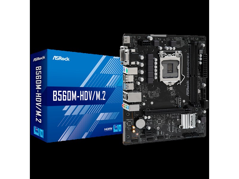 ASROCK Main Board Desktop B560M-HDV/M.2 (S1200, 2x DDR4, 1x PCIe 4.0 x16, 1x PCIe 3.0 x1, 4x SATA3 ,1x Ultra M.2, GLAN, 1x VGA, 1x DVI, 1x HDMI, 4x USB 3.2, 6x USB 2.0) mATX.