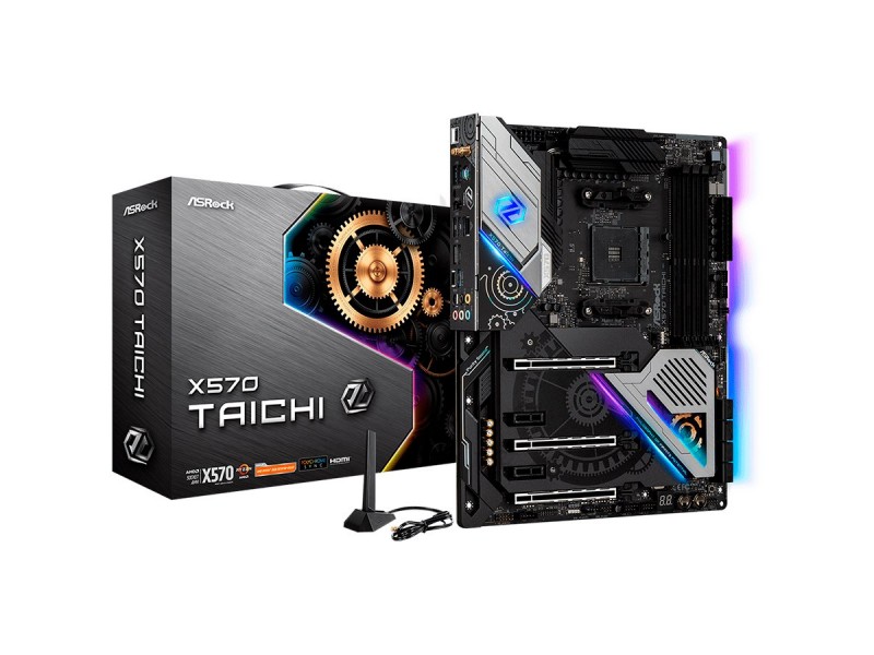 ASROCK Main Board Desktop X570 TAICHI (AM4, X570, 4xDDR4, 3xPCIe4.0 x16, 2xPCIe4.0 x1, 8xSATA, 2xGen4 x4 M.2, 1xM.2, .xUSB3.2 Gen2, 8xUSB3.2 Gen1, 8xUSB3.2 Gen1, WiFi-802.11ax, Bluetooth 5.0, GLAN, ATX, Retail)