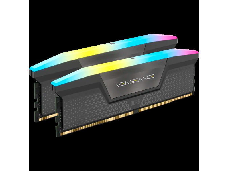 Corsair DDR5, 6000MT/s 32GB 2x16GB DIMM, Unbuffered, 30-36-36-76, Std PMIC, AMD EXPO, VENGEANCE RGB DDR5 Cool Grey Heatspreader, Black PCB, 1.4V, EAN:0840006600107