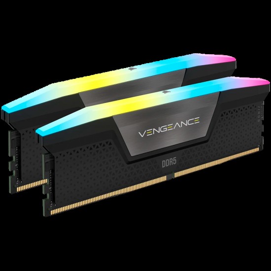 Corsair DDR5, 6000MT/s 32GB 2x16GB DIMM, Unbuffered, 36-36-36-76, Std PMIC, AMD EXPO, VENGEANCE RGB DDR5 Cool Grey Heatspreader, Black PCB, 1.35V, EAN:0840006600114