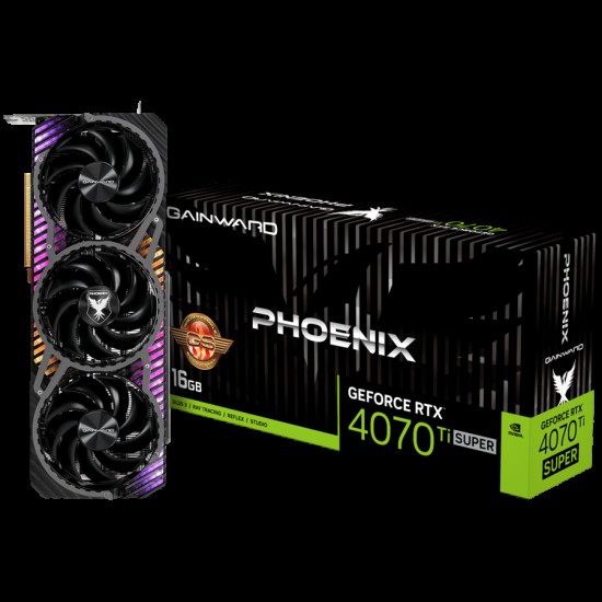 Gainward GeForce RT 4070Ti SUPER Phoenix GS, 16GB 256 bit, 1x HDMI 2.1, 3x DP 1.4a, 3 Fan, 1x 16-pin power connector, recommended PSU 750W, NED47TSH19T2-1043X