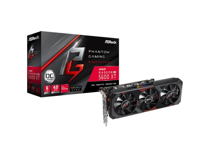 ASROCK Video Card AMD PHANTOM GAMING D3 RX5600XT 6G OC GDDR5 192bit 3 x DP, HDMI Retail