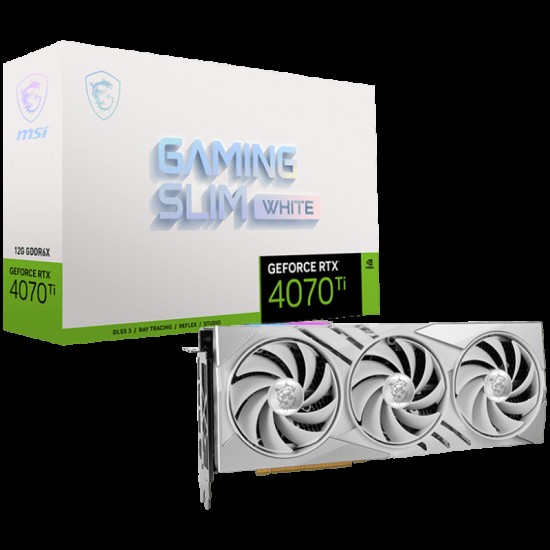 MSI Video Card Nvidia GeForce RTX 4070 Ti GAMING SLIM WHITE 12G, 12GB GDDR6X, 192-bit, 2730 MHz Boost, 7680 CUDA Cores, PCIe 4.0, 3x DP 1.4a, HDMI 2.1a, RAY TRACING, Triple Fan, 700W Recommended PSU, 3Y