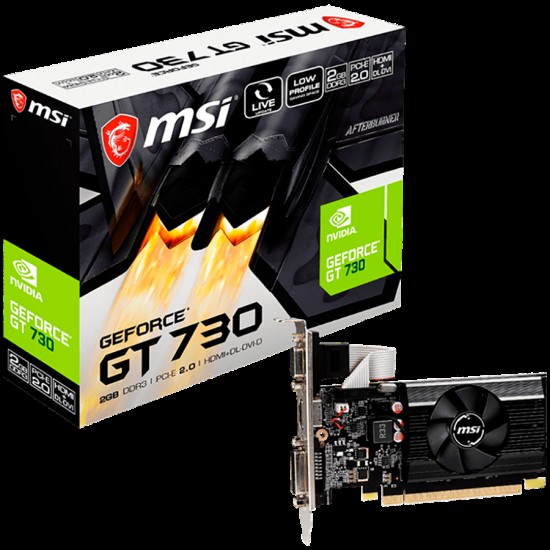 MSI Video Card Nvidia GeForce GT 730 2GB 64bit N730K-2GD3/LP