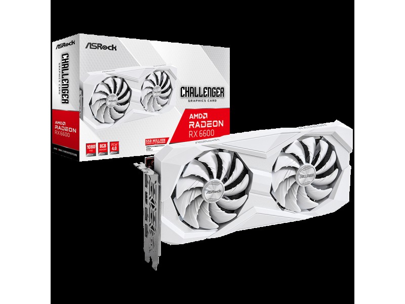 ASROCK Video Card AMD Radeon RX6600 Challenger White 8GB, GDDR6 128 bit, 1xHDMI, 3xDP 1.4, power 1x8 pin, recommended PSU 500W, 90-GA4UZZ-00UANF