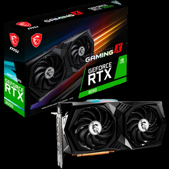 MSI Video Card NVidia GeForce RTX 3050 GAMING X 8G, 8GB GDDR6, 128bit, Effective Memory Clock: 14000MHz, Boost: 1845MHz, 2560 CUDA Cores, PCI-E 4.0 x8, 3x DP, HDMI 2.1, RAY TRACING, TORX Fan 4.0, 550W Recommended PSU, Backplate, 3Y