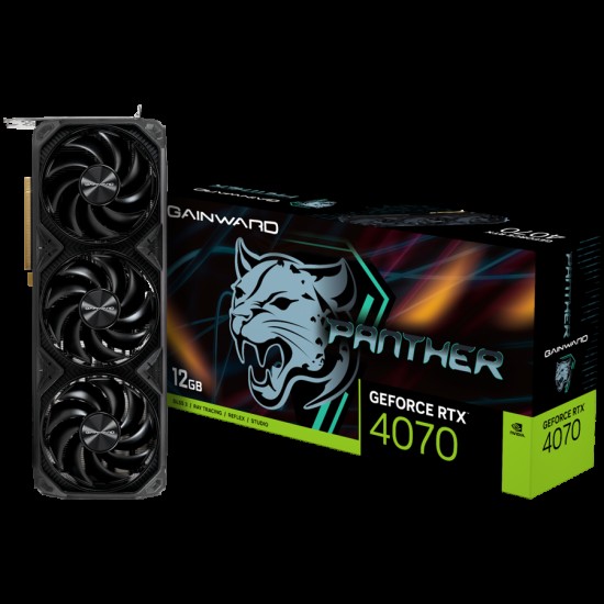 Gainward GeForce RTX 4070 Panther 12GB GDDR6X, 192 bit, 1x HDMI 2.1, 3x DP 1.4a, 3 Fan, 1x 8-pin power connector, recommended PSU 750W, NED4070019K9-1047Z