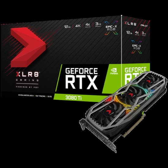 PNY Video Card NVIDIA GeForce RTX 3080Ti 12GB XLR8 Gaming REVEL EPIC-X RGB, GDDR6X 384bit, 1665MHz / 912 GBps, DP 4x, HDMI, 3 RGB Fan, 3 slot
