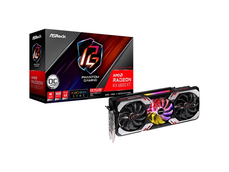 Asrock AMD Radeon RX6800XT Phantom Gaming 16G OC, GDDR6 256bit, 1xHDMI, 3xDP 1.4, power 3x8 pin, recomended PSU 800W.