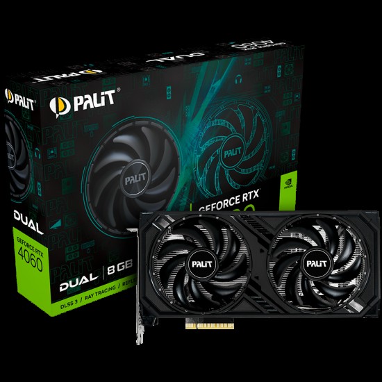 Palit RTX 4060 Dual 8GB GDDR6, 128 bits, 1x HDMI 2.1, 3x DP 1.4a, two fan, 1x 8-pin Power connector, recommended PSU 600W, NE64060019P1-1070D