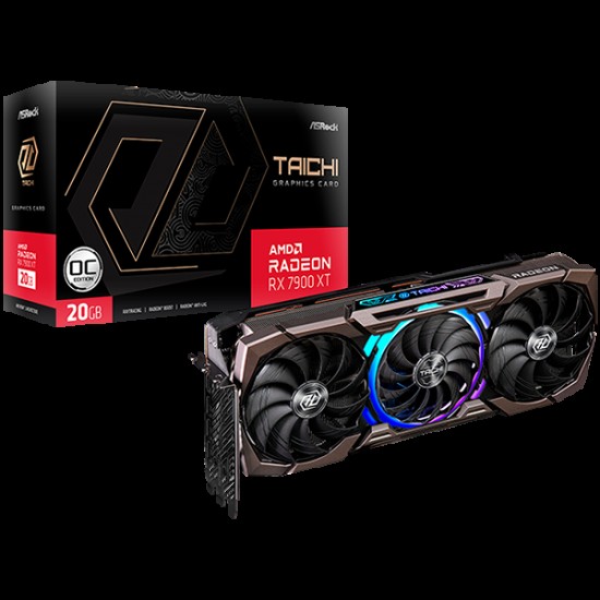 Asrock Video Card AMD Radeon RX7900XT Taichi 20GB OC, GDDR6, 320-bit, 3 x DisplayPort 2.1, 1 x HDMI 2.1, 3 x 8-pin Power Connectors, Recommended PSU 800W