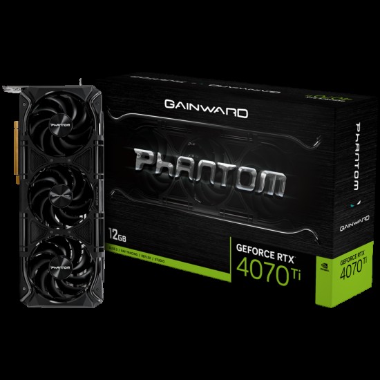 GAINWARD GeForce RTX 4070 Ti Phantom 12GB, GDDR6X, 192 bit, 1x HDMI 2.1, 3x DP 1.4a, 3 Fan, 1x 16-pin power connector, recommended PSU 750W, NED407T019K9-1045P