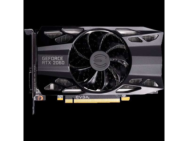 EVGA GeForce RTX 2060 SC GAMING, 6GB GDDR6, 192 bit, 336 GB/s, 14000 MHz Effective Mem Clock, 1710 MHz Boost Clock, 1920 CUDA Cores, PCIe 3.0, DVI-D, HDMI, DP, RAY TRACING, 500W or greater PSU, 3Y