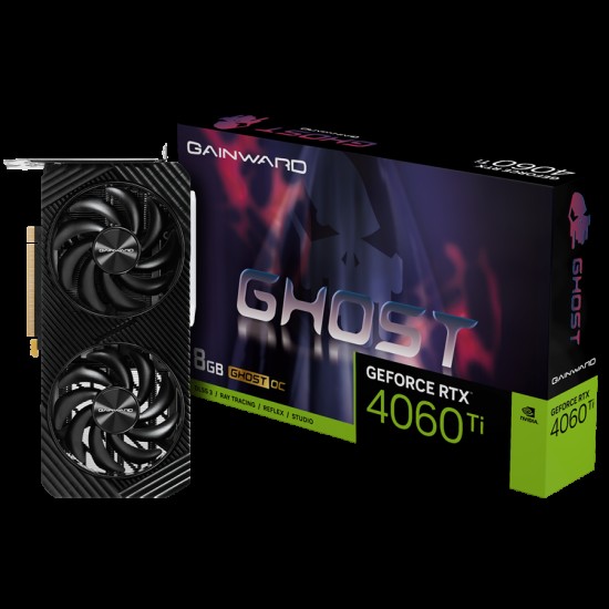 GAINWARD GeForce RTX 4060Ti Ghost 8GB GDDR6, 128 bits, 1x HDMI 2.1, 3x DP 1.4a, two fan, 1x 8-pin Power connector, recommended PSU 650W,  NE6406T019P1-1060B.