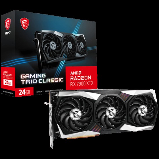 MSI Video Card AMD Radeon RX 7900 XTX GAMING TRIO CLASSIC 24G, 24GB GDDR6, 384-bit, 6144 units, Boost: 2500 MHz, 3x DP 2.1, HDMI 2.1, 800W Recommended PSU, 3Y