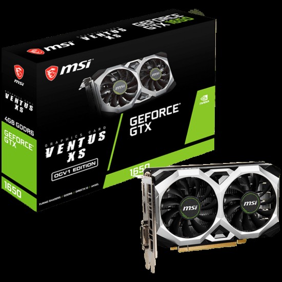 MSI Video Card NVidia GeForce GTX 1650 D6 VENTUS XS OCV1, 4GB GDDR6X, 128-bit, 1620 MHz Boost, 896 CUDA Cores, 1x DP 1.4a, HDMI 2.0b, DL-DVI-D, 300W Recommended PSU, 3Y