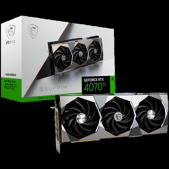 MSI Video Card Nvidia GeForce RTX 4070 Ti SUPRIM 12G, 12GB GDDR6X, 192bit, Boost: 2745 MHz, 7680 CUDA Cores, PCIe 4.0, 3x DP 1.4a, HDMI 2.1a, RAY TRACING, Triple Fan, 750W Recommended PSU, 3Y