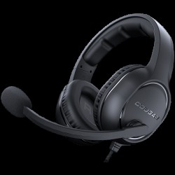 COUGAR HX330 Gaming Headset, 50mm Complex PEK Diaphragm drivers, 3.5mm Jack connections, 270g Light-Weight Comfort, 9.7mm Noise Cancellation Microphone, 4-pole 3.5mm Connector and 3-pole Y splitter for PC