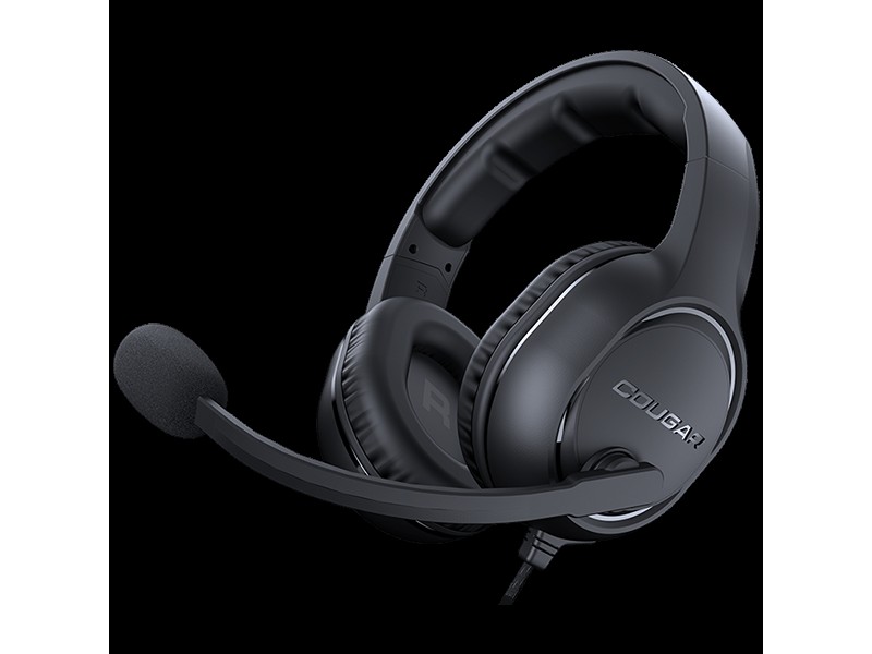 COUGAR HX330 Gaming Headset, 50mm Complex PEK Diaphragm drivers, 3.5mm Jack connections, 270g Light-Weight Comfort, 9.7mm Noise Cancellation Microphone, 4-pole 3.5mm Connector and 3-pole Y splitter for PC