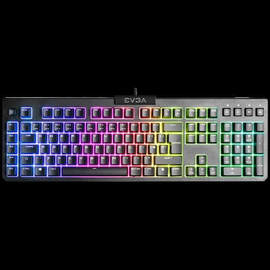 EVGA Z12 RGB Gaming Keyboard, RGB Backlit LED, 5 Programmable Macro Keys, Dedicated Media Keys, Water Resistant