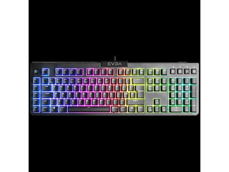 EVGA Z12 RGB Gaming Keyboard, RGB Backlit LED, 5 Programmable Macro Keys, Dedicated Media Keys, Water Resistant