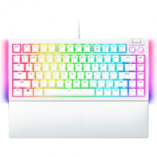 Razer BlackWidow V4 75% White, Gaming Keyboard, US Layout, Hot-swappable Design, Compact 75% Layout with Aluminum Case,  Mechanical Switches (Tactile), Razer Chroma RGB, Dedicated media roller with 2 dedicated media buttons, Detachable Type C Cable