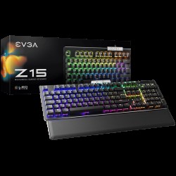 EVGA Z15 RGB Gaming Keyboard, RGB Backlit LED, Hot Swappable Mechanical Kailh Speed Silver Switches (Linear)