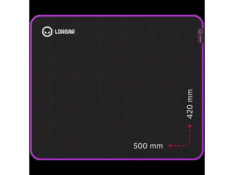 Lorgar Main 315, Gaming mouse pad, High-speed surface, Purple anti-slip rubber base, size: 500mm x 420mm x 3mm, weight 0.39kg