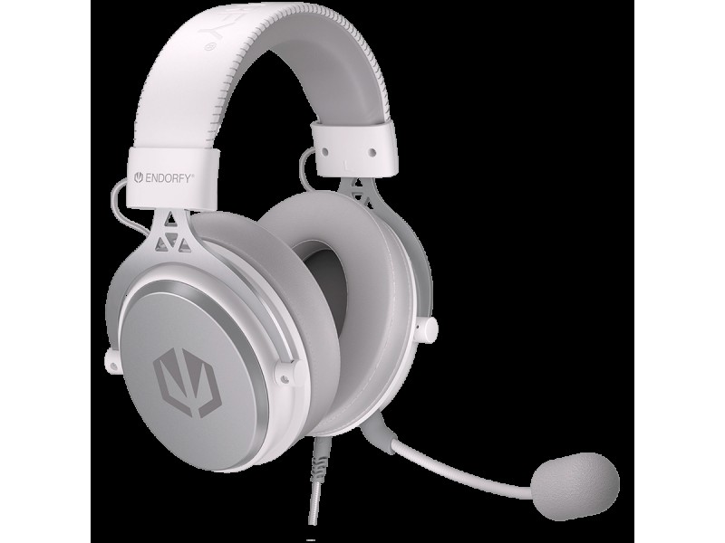 Endorfy Viro Plus USB Onyx White Gaming Headset, 53mm Driver, Memory Foam, USB 7.1 Sound Card, Detachable Microphone, Extra Earpads, 3.5mm Audio Jack, 2 Year Warranty