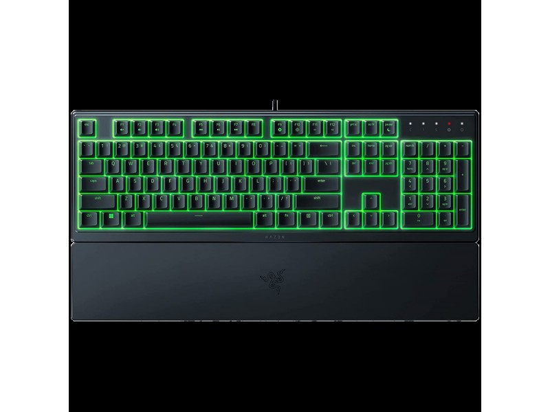 Razer Ornata V3 X US, Silent Membrane Switches, RGB Lighting, 1000 Hz Ultrapolling, UV coated ABS Keycaps, Soft-touch wrist rest