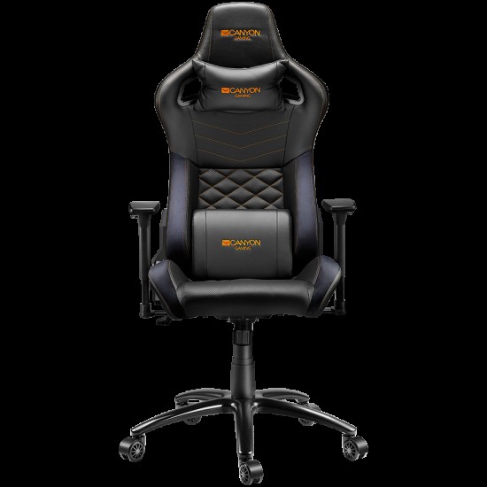 CANYON Nightfall GС-7, Gaming chair, PU leather, Cold molded foam, Metal Frame, Top gun mechanism, 90-160 dgree, 3D armrest, Class 4 gas lift, metal base ,60mm Nylon Castor, black and orange stitching