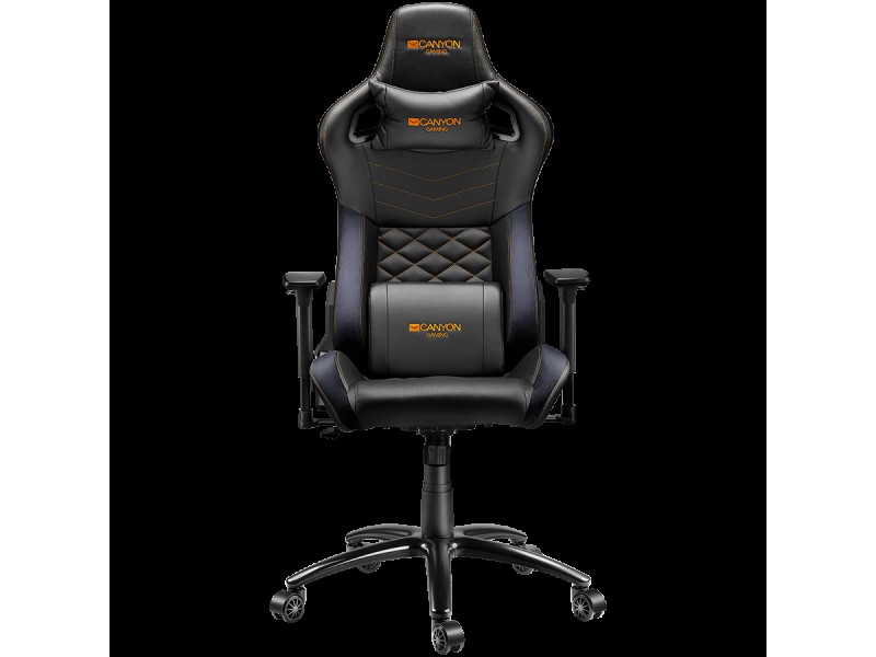 CANYON Nightfall GС-7, Gaming chair, PU leather, Cold molded foam, Metal Frame, Top gun mechanism, 90-160 dgree, 3D armrest, Class 4 gas lift, metal base ,60mm Nylon Castor, black and orange stitching