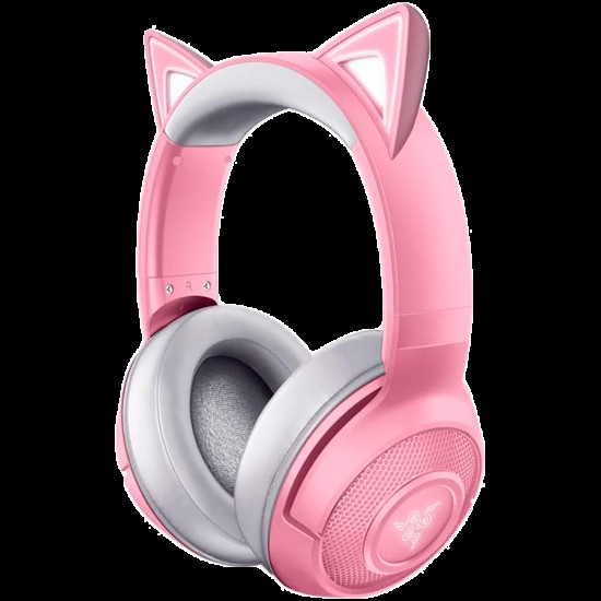 Razer Kraken BT Headset - Kitty Edition, Quartz, Razer Chroma RGB, 40 mm Dynamic Driver, Over-Ear earcups, Plush Leatherette with Foam, Bluetooth 5.0 connection, Dual Mic Noise Cancelation, 32 Ω, 96 dB/mW at 1 kHz