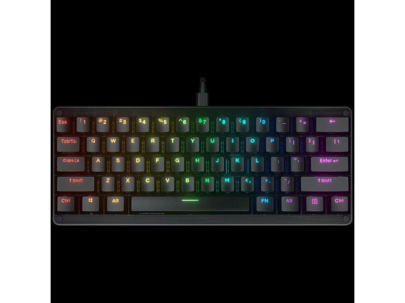 Cougar PURI MINI RGB, Gaming Keyboard, PBT Doubleshot Keycaps, GATERON Mechanical switches, N-Key Rollover, 14 Backlight Effects, Magnetic Protective Cover, Dimensions: 295 x 121 x 38.4